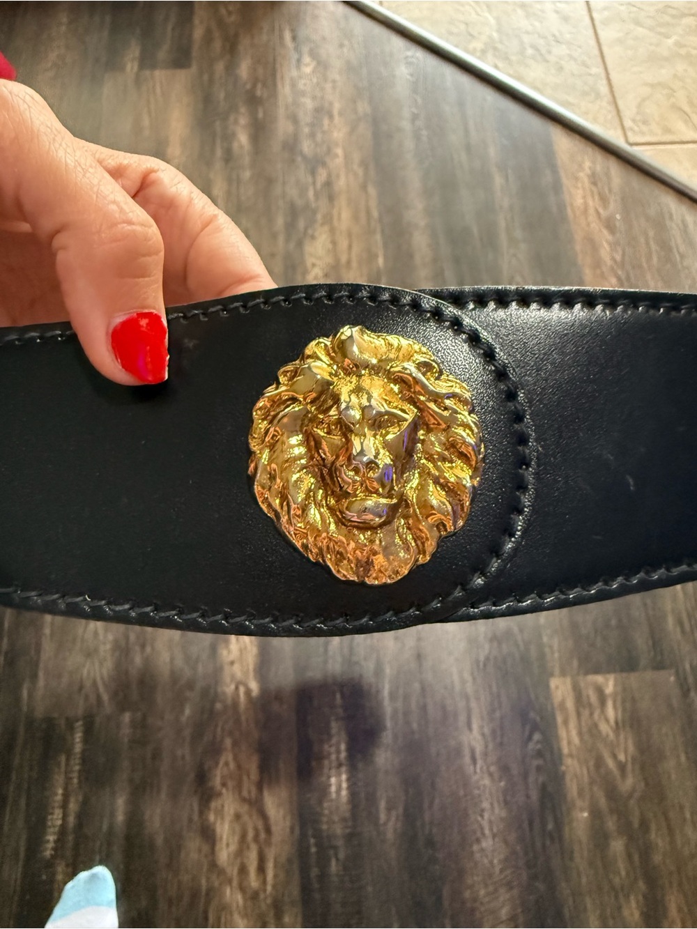 Vintage Anne Klein for Calderon Lion Head Buckle Leather Belt - Picture 8 of 9